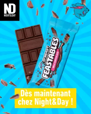 Le chocolat de @mrbeast débarque chez Night&Day 🍫
Oui oui, @Feastables est officiellement dispo dans TOUS nos magasins ! 😱

 #NightAndDay #mrbeast #feastables #belgium